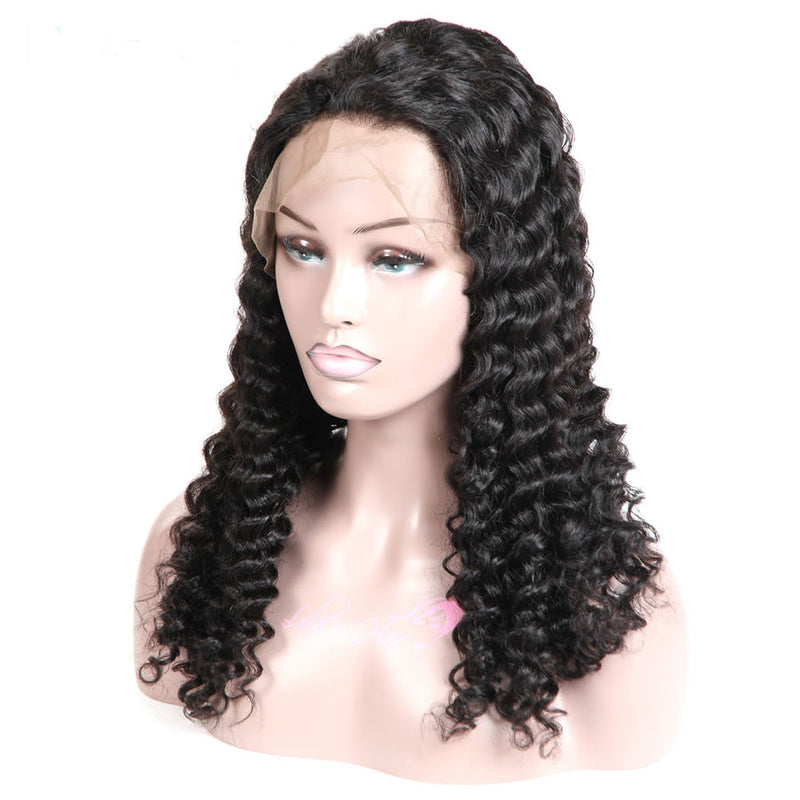 HD DEEP WAVE 13X4 FRONTAL 180% DENSITY PRE-PLUCKED VIRGIN HUMAN HAIR WIG