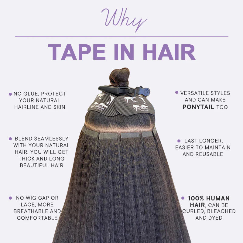 DEEP WAVE TAPE IN HUMAN HAIR EXTENSION NATURAL BLACK
