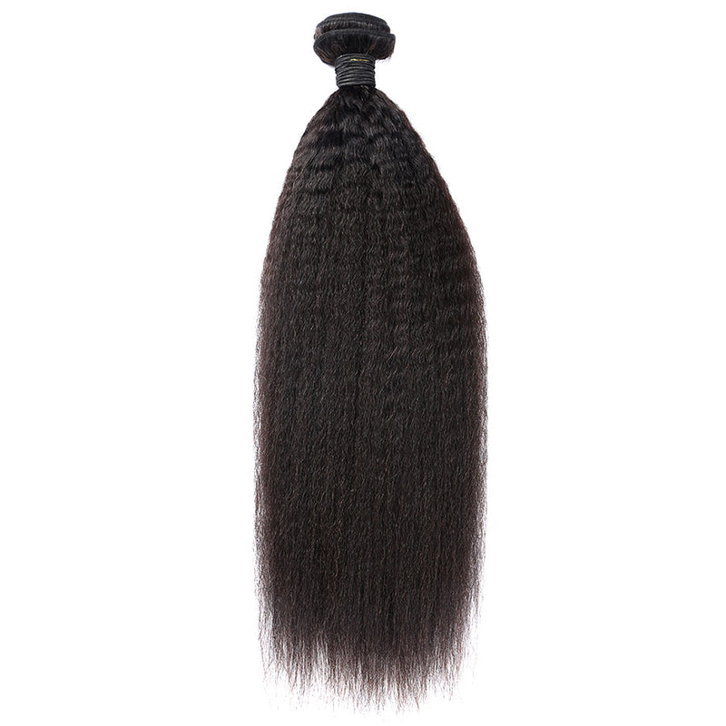 KINKY STRAIGHT 100%  HUMAN HAIR BUNDLE IN NATURAL BLACK