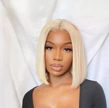 BLONDE straight BOB 13X4 LACE FRONTAL HUMAN HAIR WIGS       		 