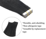 STRAIGHT TAPE IN HUMAN HAIR EXTENSION NATURAL BLACK